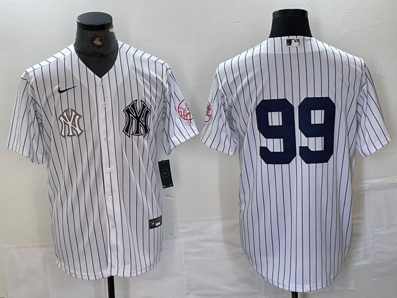 Men New York Yankees 99 Judge White Stripe Second generation joint name Nike 2024 MLB Jersey style 5